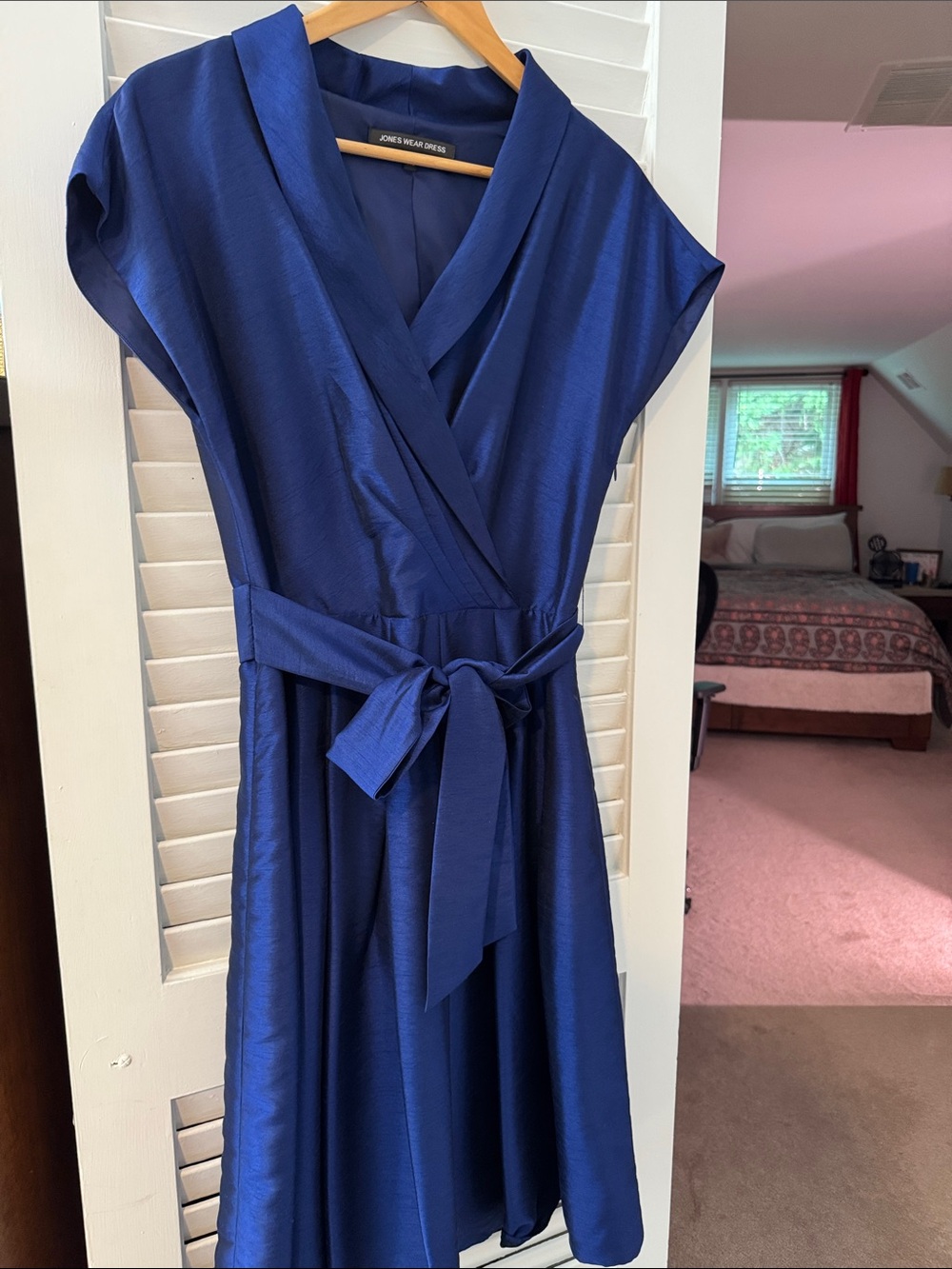 Jones New York Deep Blue Wrap Dress with Tie Belt